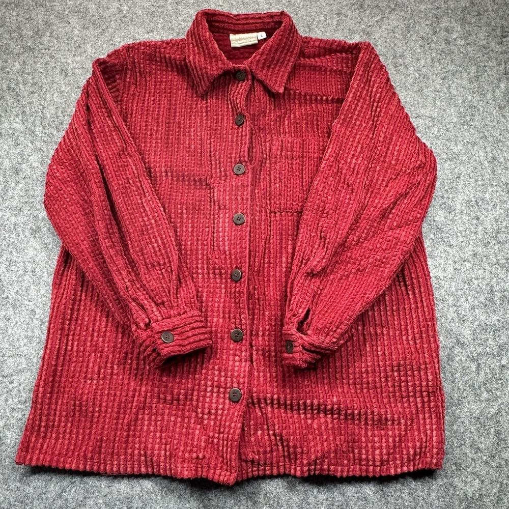 VTG COLDWATER CREEK Cordory Jacket mens Large Button‎ Down Red Pockets Dadcore